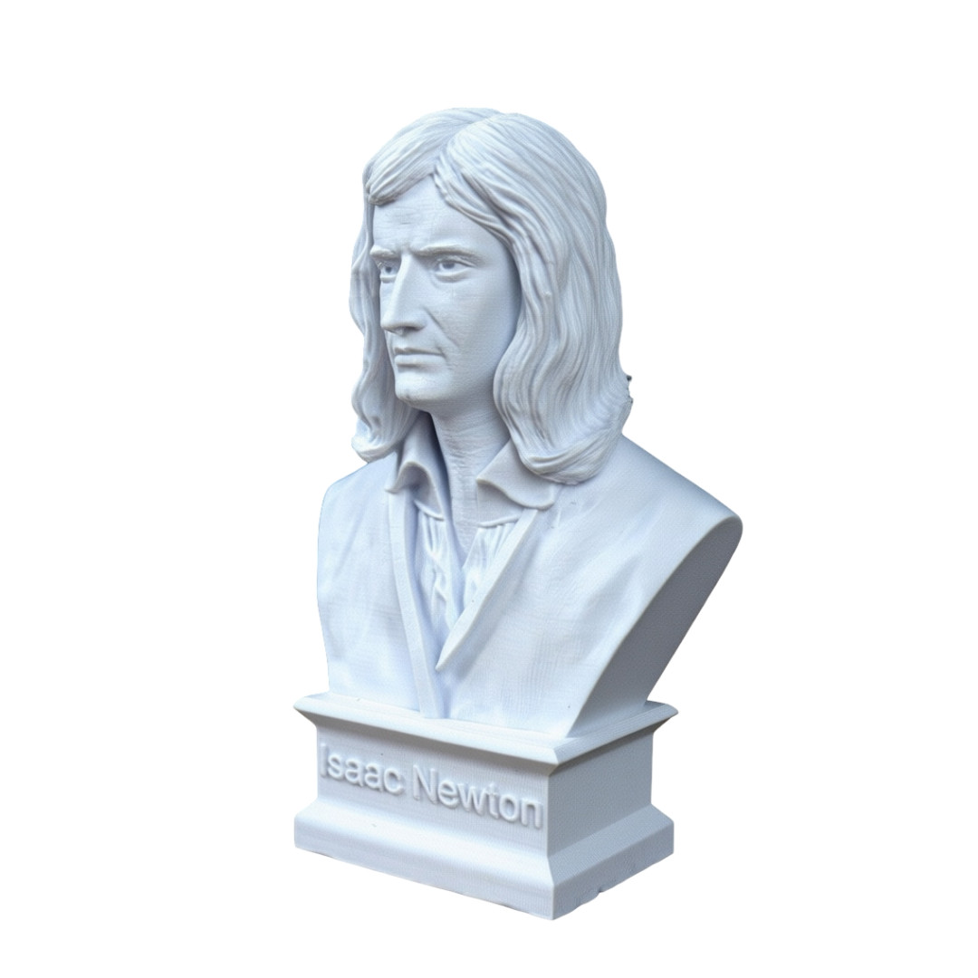 Sir Isaac Newton bust Mathematician Physicist sculpture statue bookshelf busto