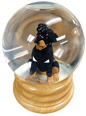 Rottweiler With Boot Snowglobe From Michael Park Woodcarver, PA- USED-FSHIP