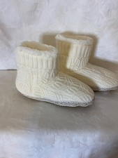WOMENS LANDS END SHERPA LINED SWEATER BOOTIES SLIPPERS SZ. 10 NEW