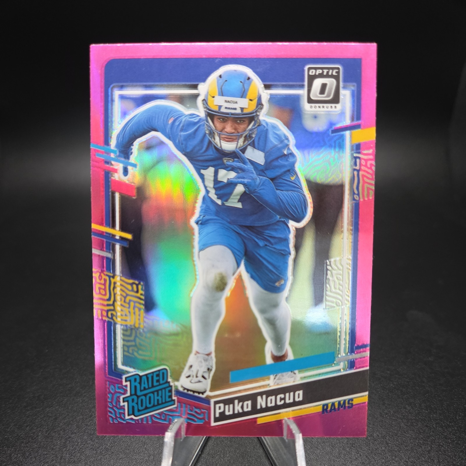 2023 Panini Donruss - Rated Rookie Puka Nacua #357 Optic Preview Pink Prizm (RC)