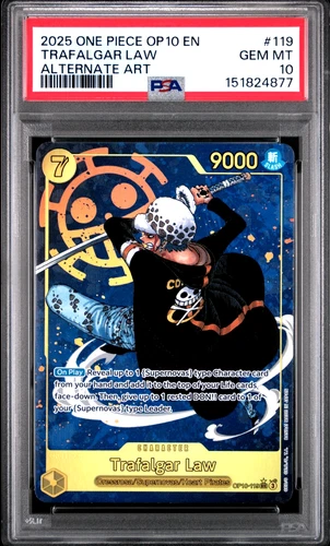 2025 ONE PIECE TRAFALGAR LAW ALTERNATE ART OP10-ROYAL BLOOD #119 PSA 10
