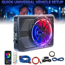 1200W Wireless 10'' Slim Under Seat Powered Subwoofer w/ Amplifier for Car Truck