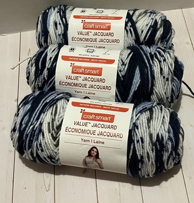 Three full skeins Craft Smart Value Jacquard yarn Bluebell VM132 same dye lot