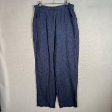 Jones New York Womens Size 10 Blue High-Rise Linen Pants