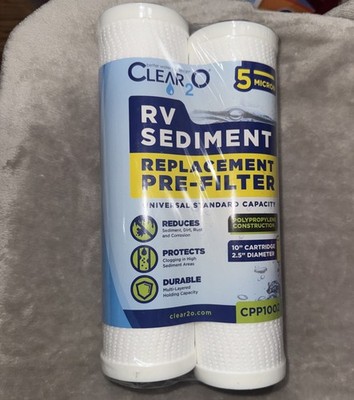 NEW 2 PACK CLEAR2O RV Sediment Replacement Pre Filter Water 5 Micron 10  CPP1002