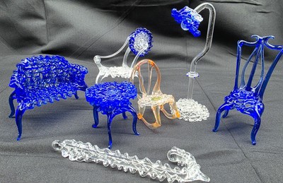 Hand Spun Blown Glass Loom Spinning Wheel Lamp Rocker LOT