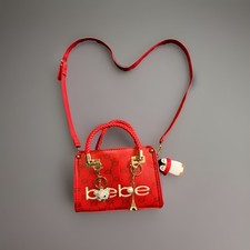 Borsa bebe rossa piccola manico superiore logo zip oro ferramenta manico intrecciato ciondolo
