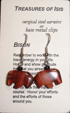Red Tiger Eye Bison Earrings, pierced, NEW