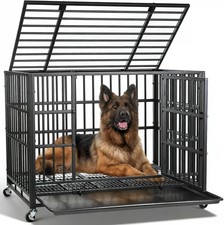 38 inch Heavy Duty Indestructible Dog Crate, Escape-Proof Dog