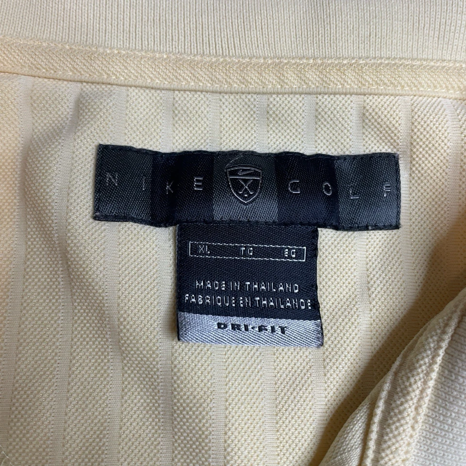 Vintage 90’s Nike Golf Striped Yellow Polo Shirt XL Embroidered Swoosh - Image 4 of 4