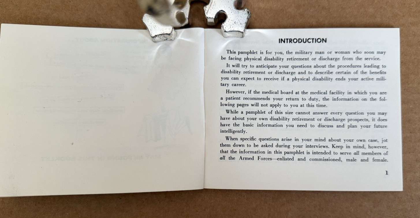 Armed Forces Disability Separation Booklet DOD 1960