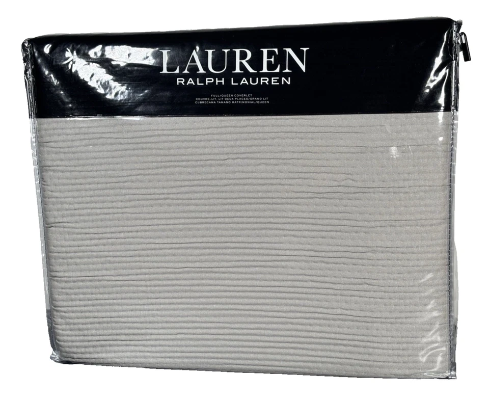 Ralph Lauren Spencer Matelassé Full/Queen Coverlet Light Gray Textured Cotton - Image 2 of 4
