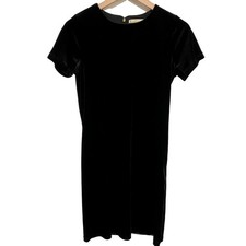 MICHAEL MICHAEL KORS Black Metallic Velour Crew Neck Mini Dress Size XS