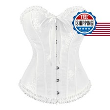 Overbust Corset Halloween White L Renaissance Victorian