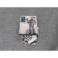 Sinister Jester Costume Kids XL 14-16 Skeleton Harlequin Black White