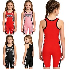 Girls Weightlifting Unitard One Piece Wrestling Singlet Jumpsuit Boxers Leotards