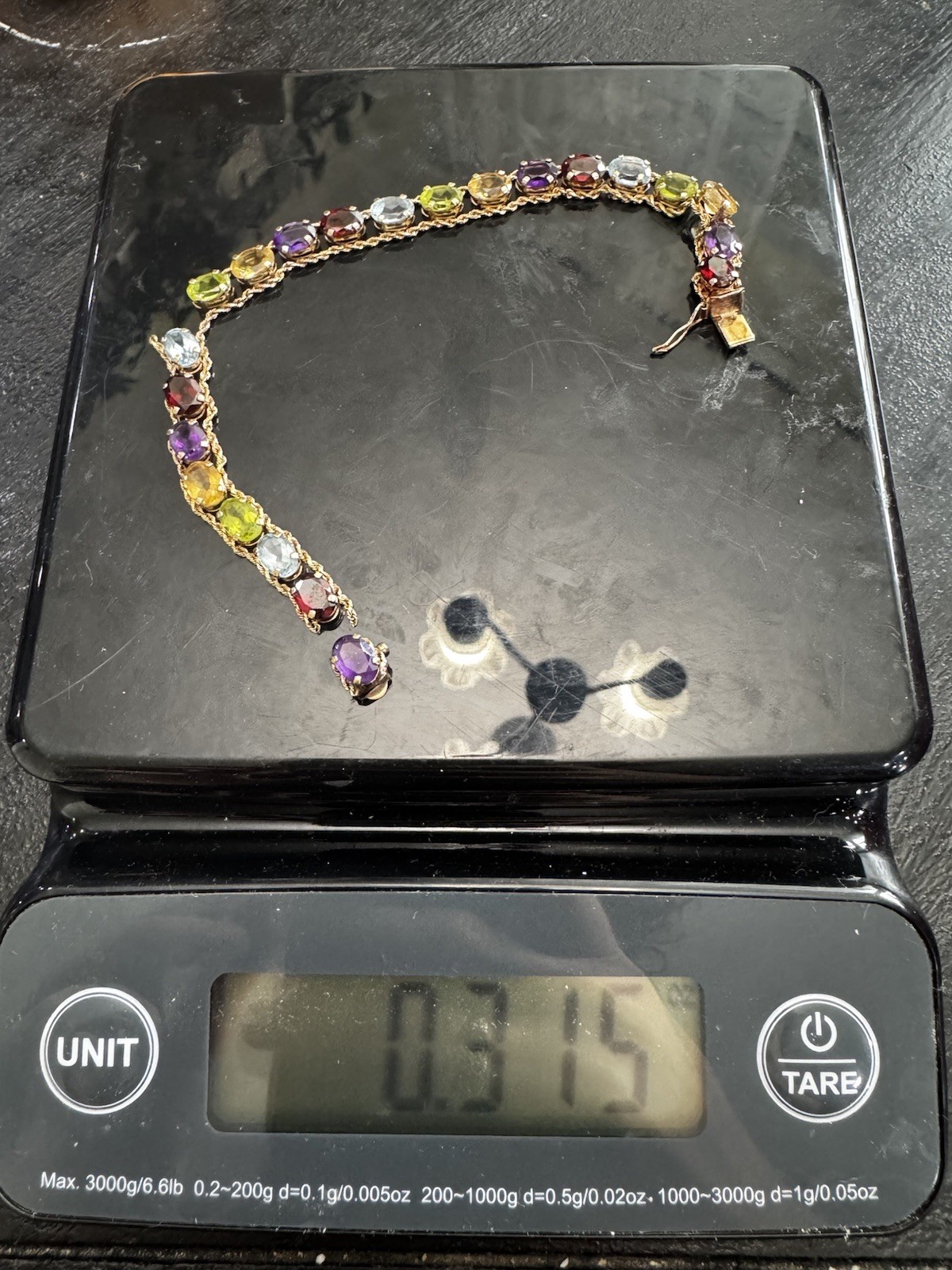 Multicolor Gemstone Solid 10k Yellow Gold Bracelet - image 2