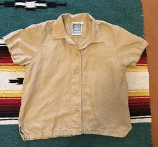 Jungmaven Althea Short Sleeve Button Up, Hemp / Cotton / Wool, Oatmilk, Small