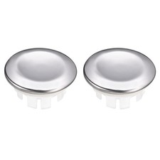 2Pcs Sink Trim Overflow Cover Ring Double Layer Metal Hole Insert in Caps Silver