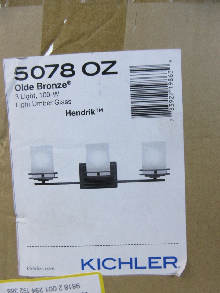 Kichler Hendrik 24 pol. Luminária de banheiro contemporânea bronze antiga 3 luzes - Imagem 4 de 4