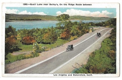 California c1920's highway, Ridge Route through the Mountains, Quail Lake