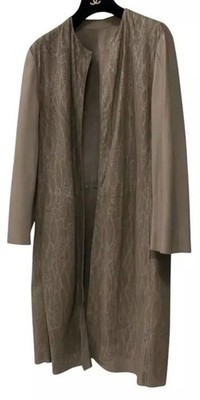DROMe Coat Laser Cut Lambskin Midi Taupe Leather Jacket  RETAIL $2500- NEW