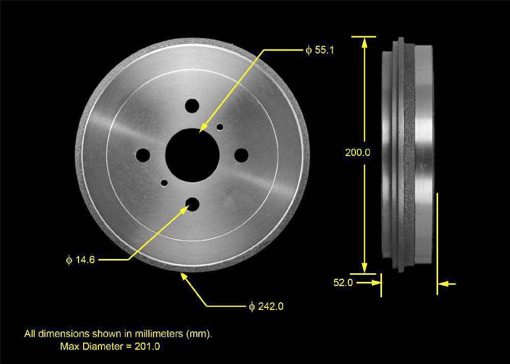 Bendix PDR0821 Brake Drum Rear, 7.874", Cast Iron, Natural, 4 Lug Holes