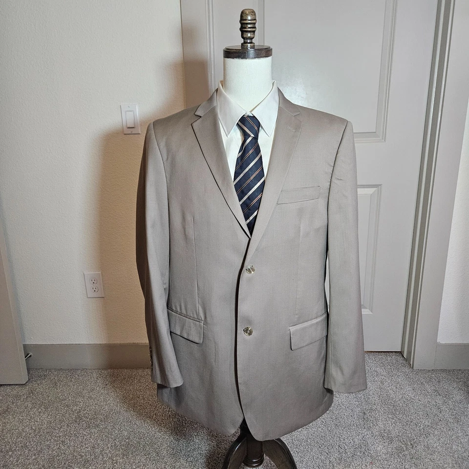 Linea Uomo 43L Wool Modern Fit 2PC Suit Blazer Men Pants 37 x 32 Light Pebble - Image 2 of 4