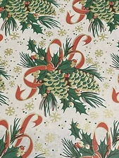 VTG CHRISTMAS STORE WRAPPING PAPER GIFT WRAP 2 YARDS PINE CONE RED RIBBON PRETTY