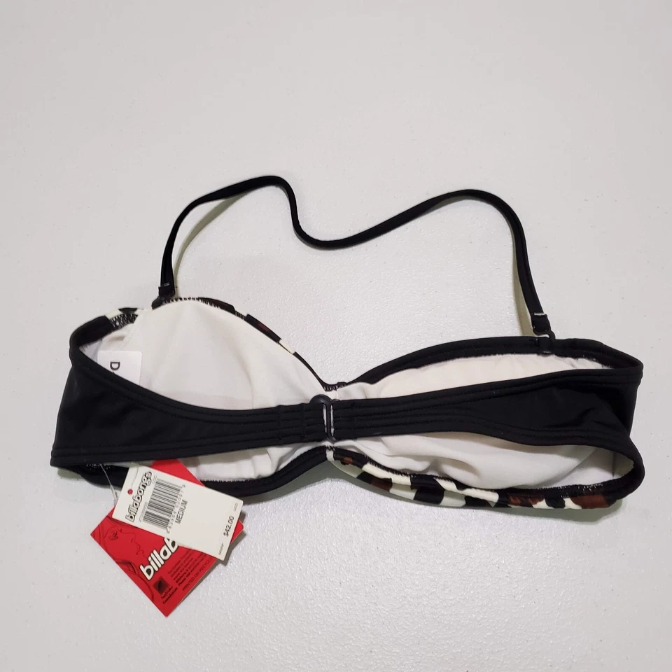 Bikini Billabong Mujer Traje de Baño Mediano Negro Estampado de Guepardo Logo Bandeau Nuevo con Etiquetas Foto 4 de 4