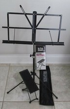 Portable Music Stand, Collapsible Set With Bag and Adjustable Guitar Foot Rest