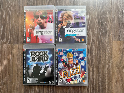 Lot of 4 PlayStation 3 Games   Rock Band, Buzz Quiz TV, SingStar Vol 1 & 2 (CIB)