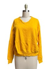 Vtg Solid Soft Yellow V Neck Broken In Sweatshirt L distressed