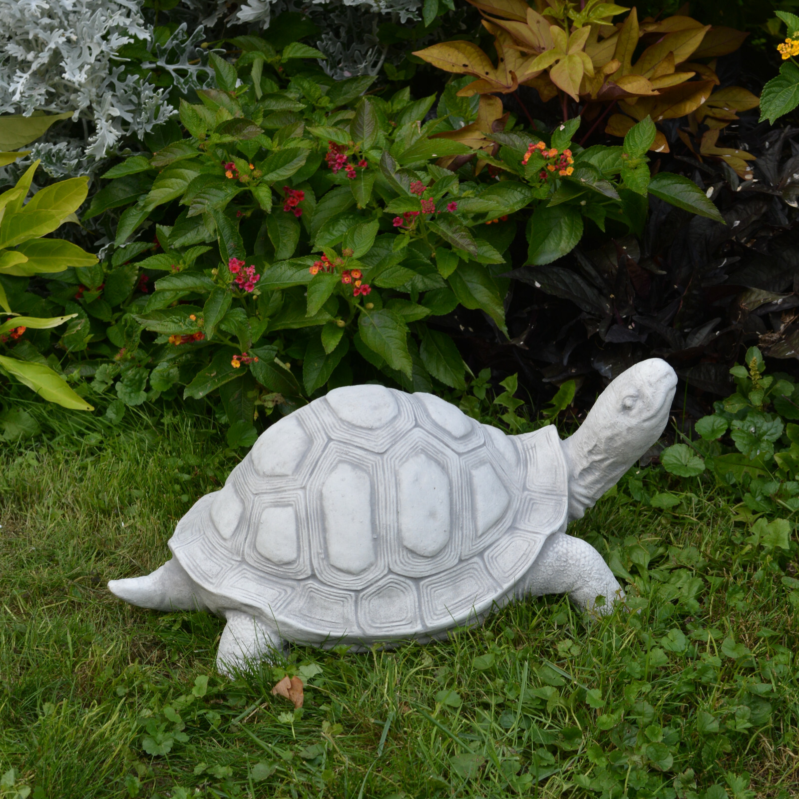 Turtle stone figure H.20 cm 23 x 42 cm grey 14 kg white concrete frost-proof
