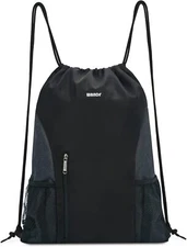 WANDF Drawstring Backpack Sports Gym Sackpack With Mesh Pockets Water Resistant