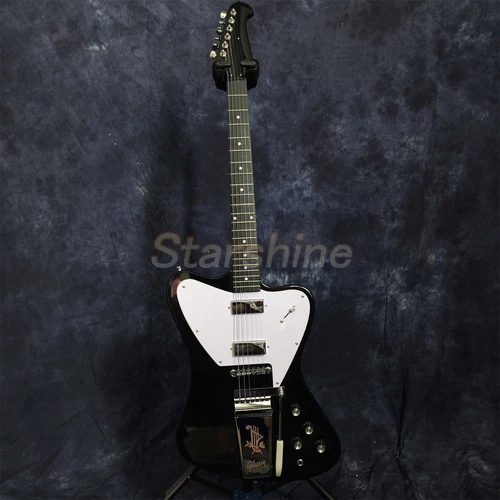 Black Firebird Electric Guitar Mini 2H Pickups Chrome Hardware White Pickguard