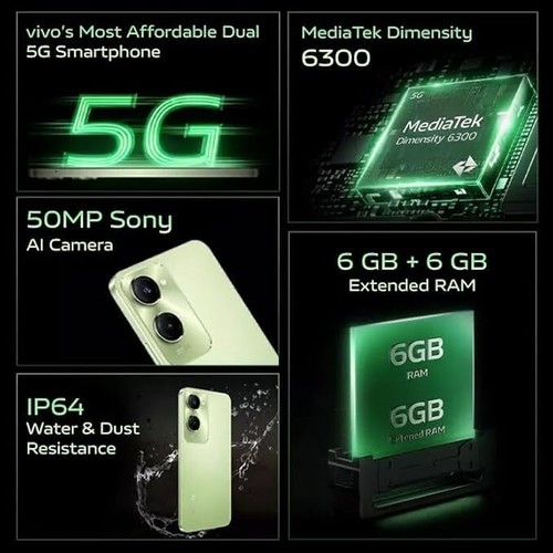 vivo T3 Lite 5G Factory Unlocked Dual SIM 6GB RAM 128GB STORAGE Android 14-Black - Picture 6 of 6
