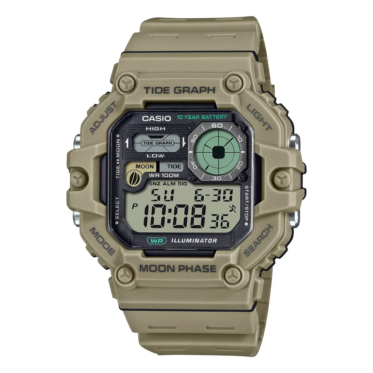 CASIO WS1700H Men's Watch WS-1700H-5A with tide moon graphs and 10
