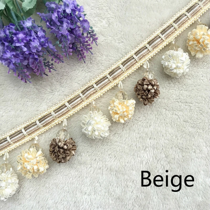 Cute Curtain Ribbon Tasseled Pom Pom Ball Fringe Trimming for Sewing Room DIY - Image 4 of 4