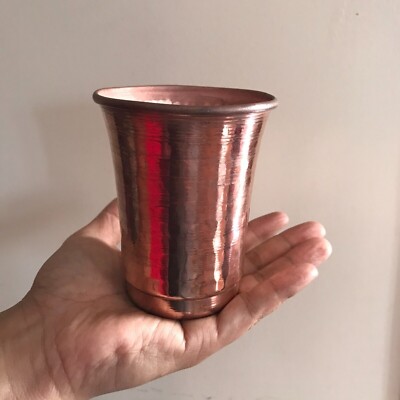 Copper Water Glass Drink Cup Pure Solid ship from USA to USA Hammer by Hand
