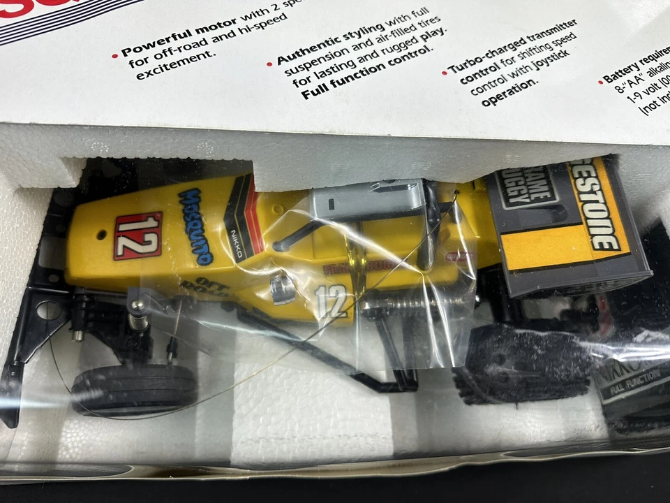 RARE NEW IN BOX NIKKO MOSQUITO Frame Buggy RC Car 1985 1/14 Scale #14084 Yellow - Image 2 of 4