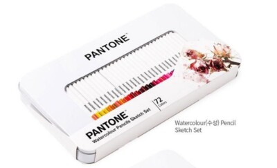PANTONE Watercolor Pencil Sketch 72 colour Set + Water Brush Pen Professional