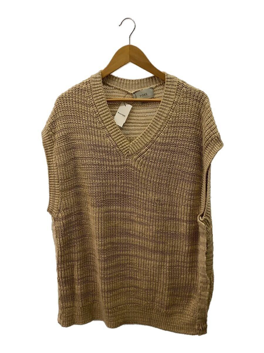 YOKE YK20SS0119S 5G OVERSIZED V-NECK KNIT VEST M COTTON BEIGE Used  