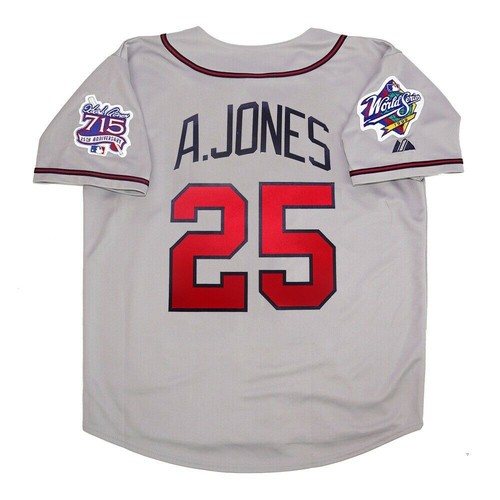 Andruw Jones Atlanta Braves 1999 World Series Grey Road Jersey - Men's Sizes S-3XL 7 thumbnail image