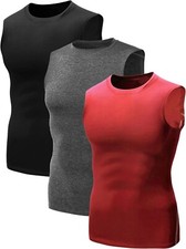 NELEUS Men's 3 Pack Dry Fit Compression Tank Top, Medium