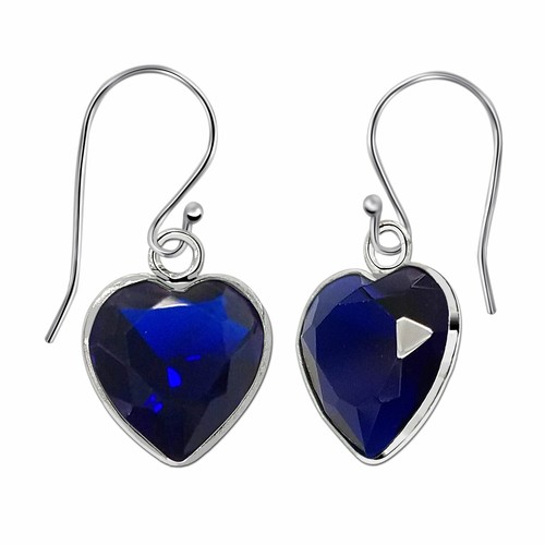 Love Heart Hook Earrings 925 Sterling Silver CZ Short Drop Ladies Birthstone UK - Picture 10 of 11