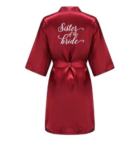 Red Wedding Robe Bridesmaid Bridal Party Gift Kimono Satin Robe - Imagen 17 de 22