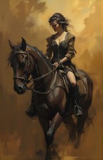 "woman on horse " Canvas Wall Art Picture Print
