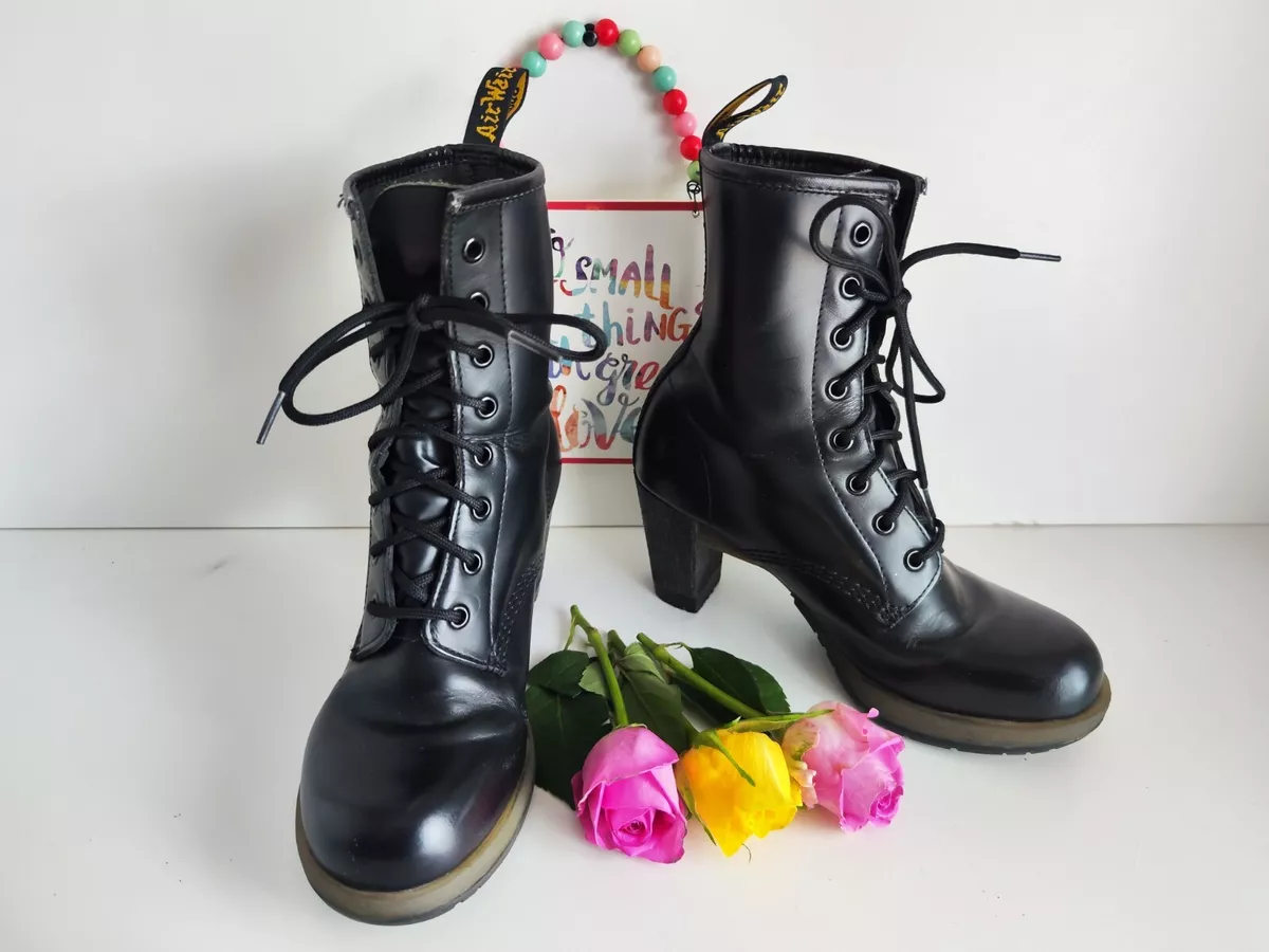 Dr Martens Darcie black smooth leather high Heels court boots UK5 EU38 US7