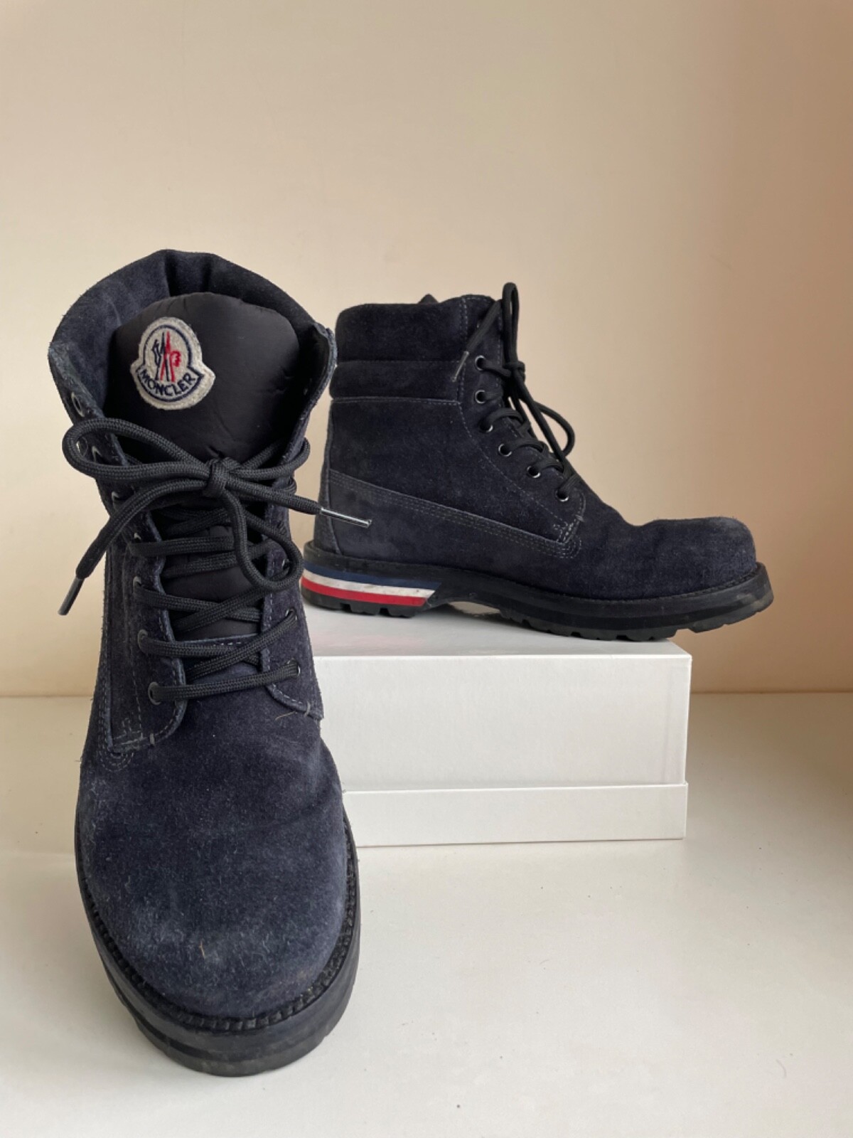 MONCLER VANCOVER NAVY BLUE SUEDE LACE UP ANKLE BOOTS SIZE 7 / 41 RRP £470 image 2